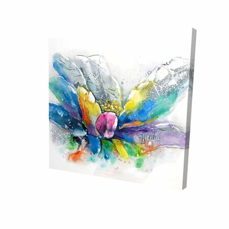 BEGIN HOME DECOR 12 x 12 in. Abstract Flower with Newspaper-Print on Canvas 2080-1212-FL61